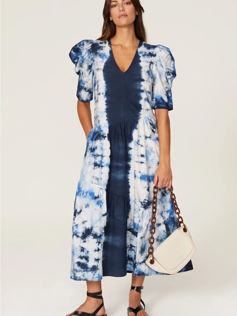 Sea New York Celestia Tie-Dye V-Neck Midi Dress